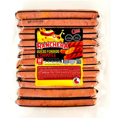 Salchichas Ranchera 10 unds queso fundido & chipotle